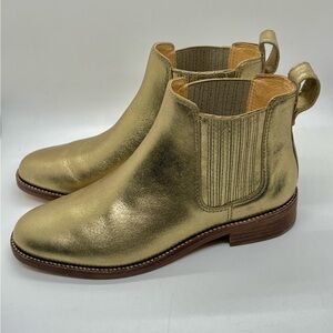 Madewell Ainsley Chelsea booties metallic gold Size 6